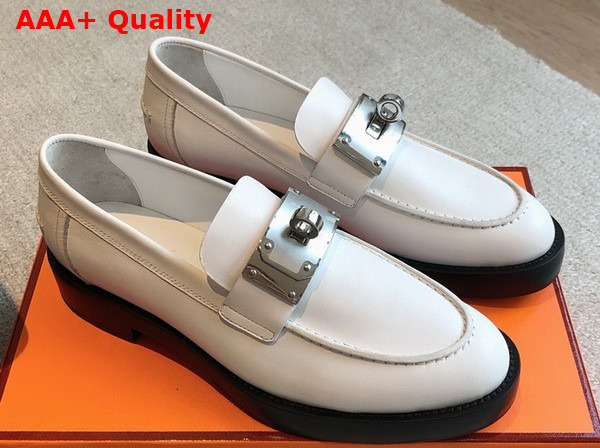 Hermes Hot Loafer in Blanc Calfskin Replica