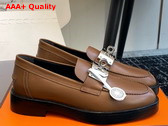 Hermes Hot Loafer in Brun Fume Calfskin with Iconic Oversized Kelly Buckle Replica