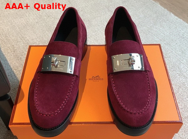 Hermes Hot Loafer in Marron Mahogany Suede Goatskin Replica