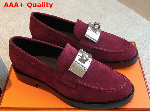 Hermes Hot Loafer in Marron Mahogany Suede Goatskin Replica