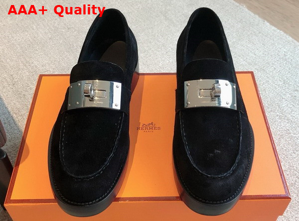 Hermes Hot Loafer in Noir Suede Goatskin Replica