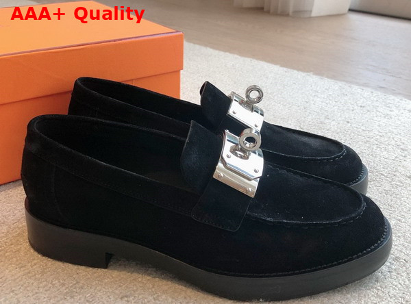 Hermes Hot Loafer in Noir Suede Goatskin Replica