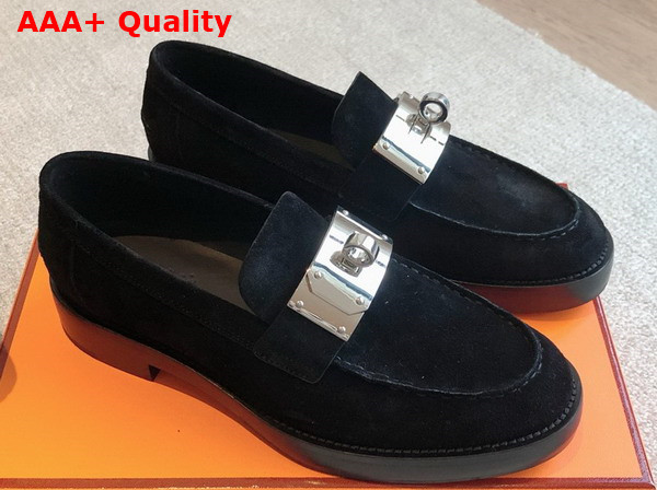 Hermes Hot Loafer in Noir Suede Goatskin Replica