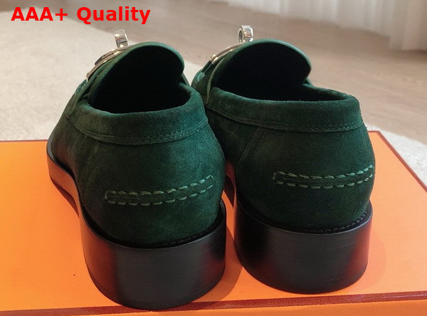 Hermes Hot Loafer in Vert Fonce Suede Goatskin Replica