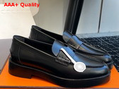 Hermes Hour Loafer in Noir Glazed Calfskin with Iconic H Cut Out Detail Replica