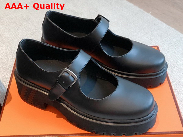 Hermes Hoxton Oxford Shoe in Black Calfskin Replica