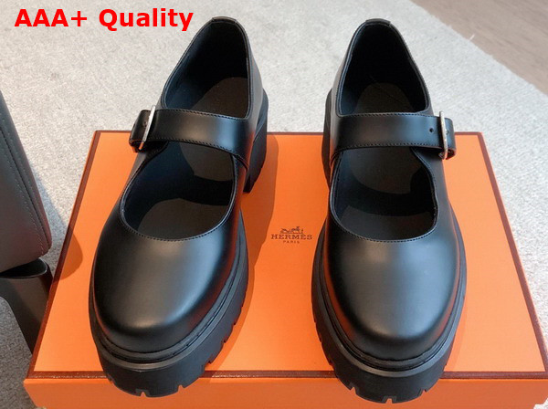 Hermes Hoxton Oxford Shoe in Black Calfskin Replica