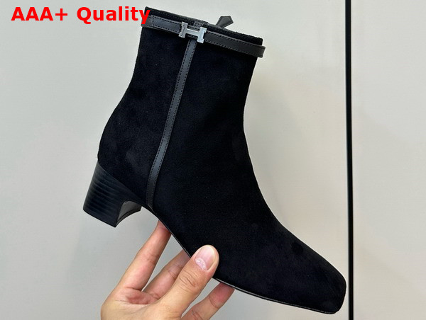 Hermes Imperial 50 Ankle Boot in Black Suede Calfskin Replica