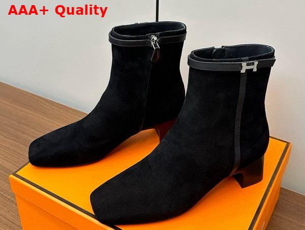 Hermes Imperial 50 Ankle Boot in Black Suede Calfskin Replica