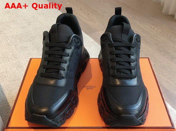 Hermes Impulse Sneaker in Black Fabric and Calfskin Replica