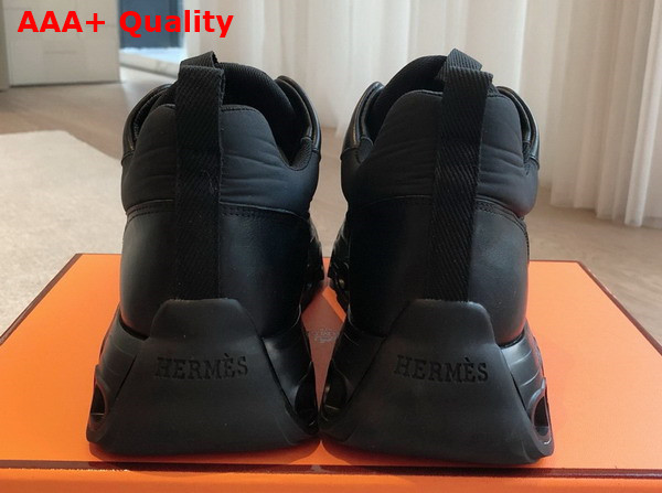 Hermes Impulse Sneaker in Black Fabric and Calfskin Replica