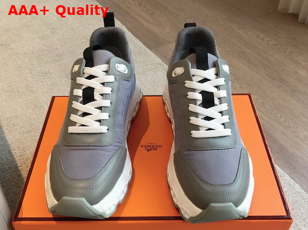 Hermes Impulse Sneaker in Grey Fabric and Calfskin Replica