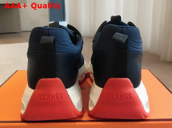 Hermes Impulse Sneaker in Navy Blue Fabric and Calfskin Replica