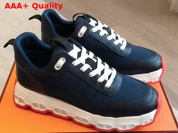 Hermes Impulse Sneaker in Navy Blue Fabric and Calfskin Replica