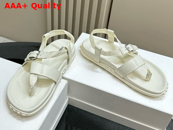 Hermes Inboard Sandal in Blanc Woven Ribbon and Calfskin Replica