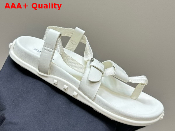 Hermes Inboard Sandal in Blanc Woven Ribbon and Calfskin Replica