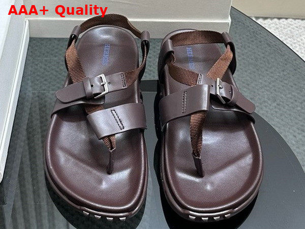 Hermes Inboard Sandal in Bordeaux Woven Ribbon and Calfskin Replica