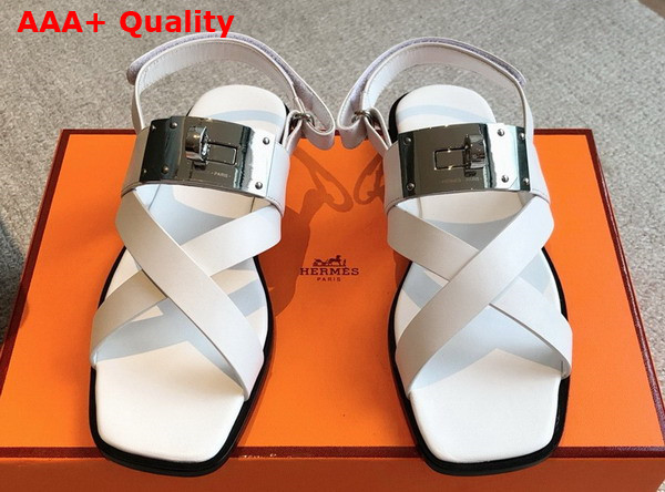 Hermes Ines Sandal in Blanc Calfskin Replica