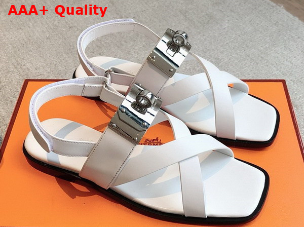 Hermes Ines Sandal in Blanc Calfskin Replica