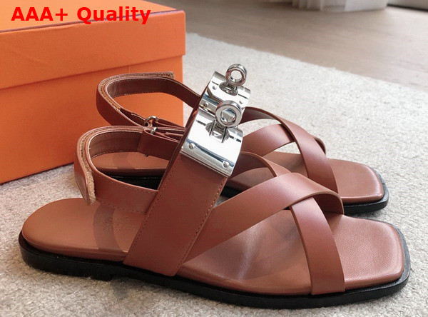 Hermes Ines Sandal in Brown Calfskin Replica