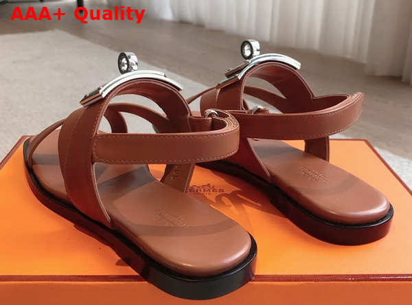 Hermes Ines Sandal in Brown Calfskin Replica