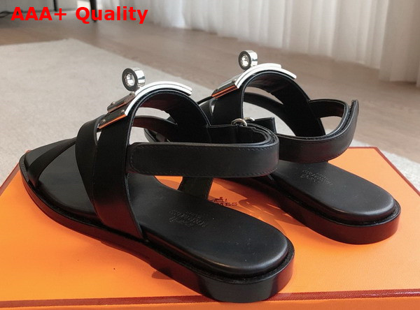 Hermes Ines Sandal in Noir Calfskin Replica