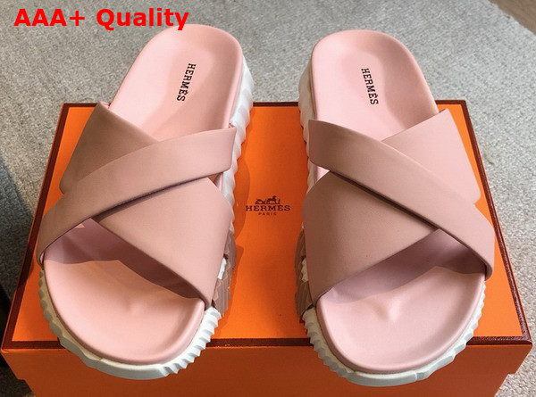 Hermes Infra Sandal Rose Porcelaine Nappa Leather Replica