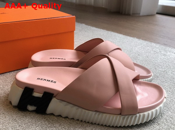 Hermes Infra Sandal Rose Porcelaine Nappa Leather Replica