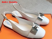 Hermes Innocente Slingback Flat in Blanc Calfskin Replica