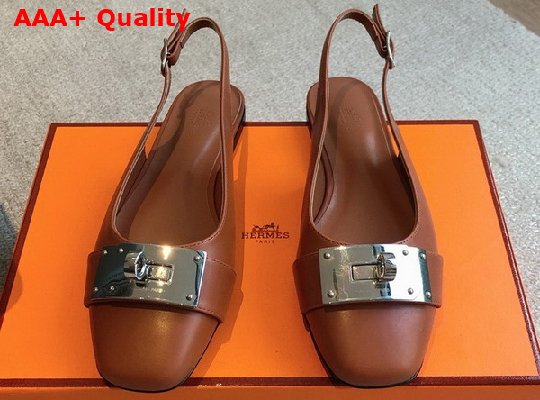 Hermes Innocente Slingback Flat in Naturel Calfskin Replica