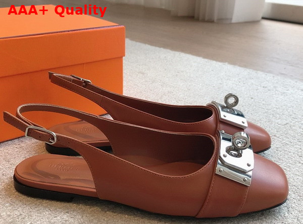 Hermes Innocente Slingback Flat in Naturel Calfskin Replica