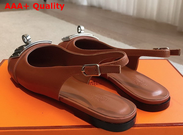 Hermes Innocente Slingback Flat in Naturel Calfskin Replica