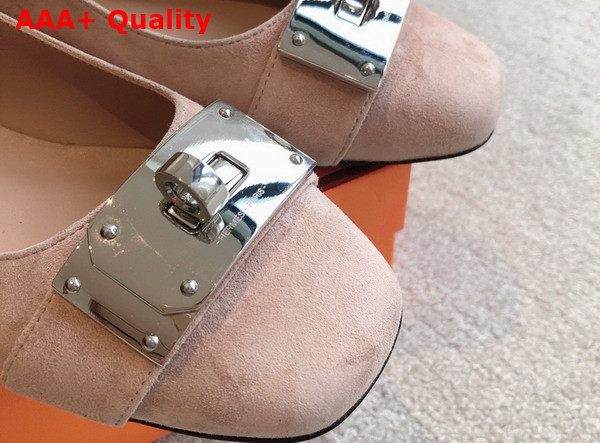 Hermes Innocente Slingback Flat in Nude Suede Goatskin Replica