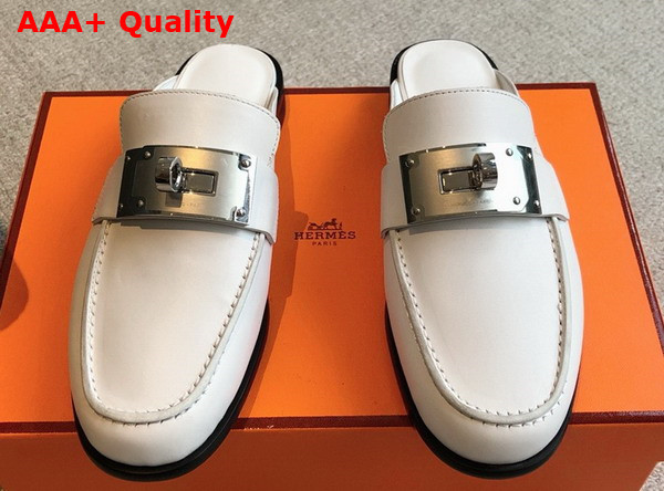 Hermes Iota Mule in Blanc Calfskin Replica