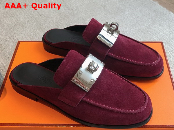 Hermes Iota Mule in Marron Mahogany Suede Goatskin Replica