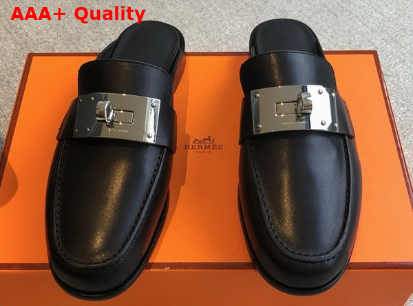 Hermes Iota Mule in Noir Calfskin Replica