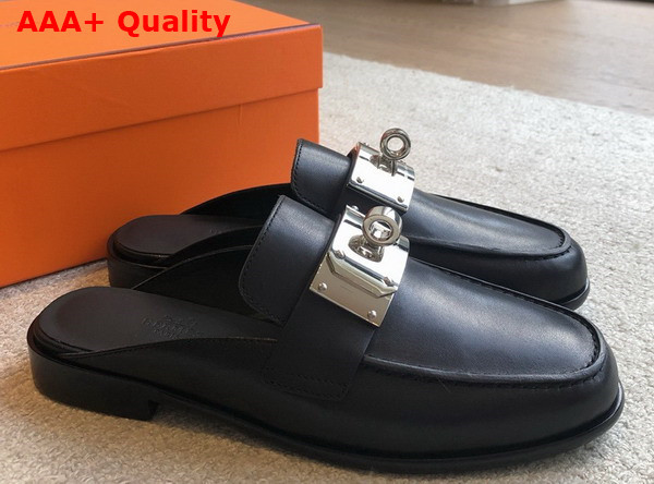 Hermes Iota Mule in Noir Calfskin Replica