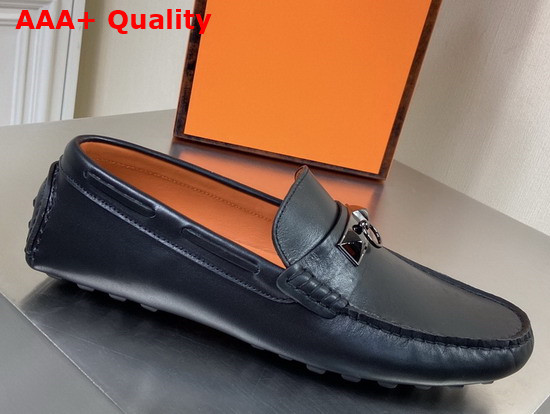 Hermes Irving Loafer in Black Calfskin with PVC Plated Mini Dog Hardware Replica