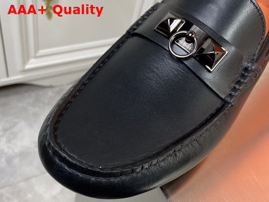 Hermes Irving Loafer in Black Calfskin with PVC Plated Mini Dog Hardware Replica