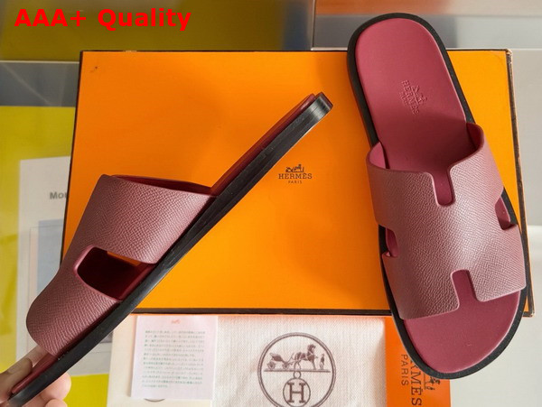 Hermes Izmir Sandal in Burgundy Epsom Calfskin Replica