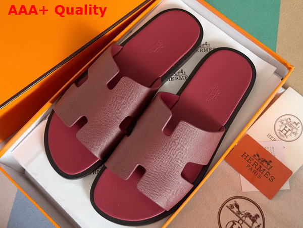 Hermes Izmir Sandal in Burgundy Epsom Calfskin Replica