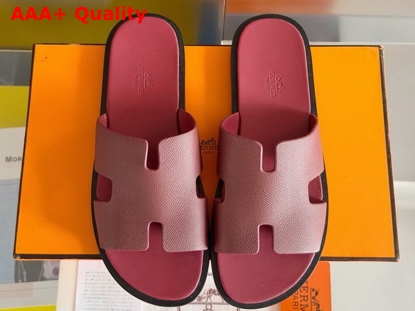 Hermes Izmir Sandal in Burgundy Epsom Calfskin Replica