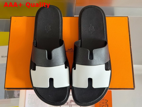 Hermes Izmir Sandal in Epsom Calfskin Black and White Replica