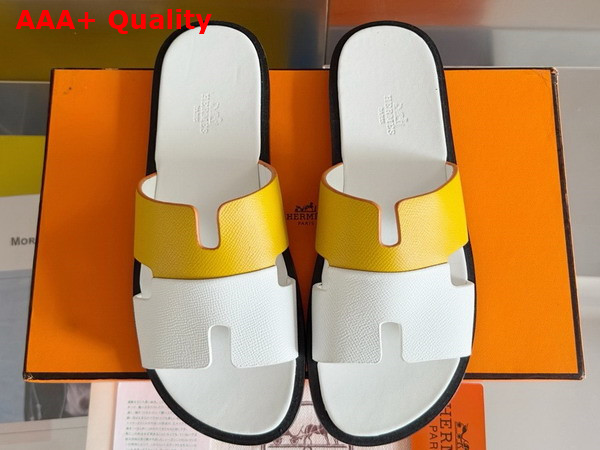 Hermes Izmir Sandal in Epsom Calfskin White and Yellow Replica