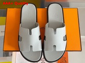 Hermes Izmir Sandal in Light Grey Epsom Calfskin Replica