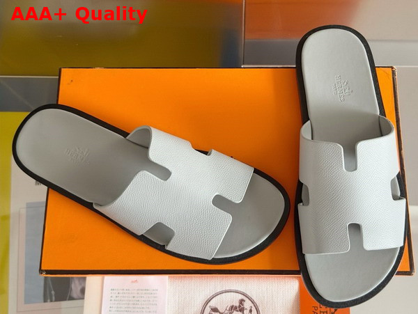 Hermes Izmir Sandal in Light Grey Epsom Calfskin Replica