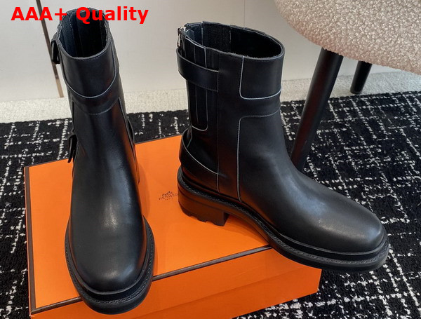 Hermes Jaimy Ankle Boot in Noir Calfskin Replica