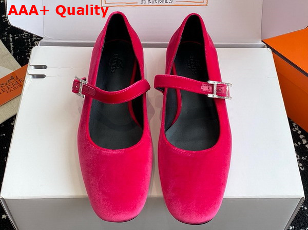 Hermes Jane Ballet Flat in Fuchsia Velvet Replica