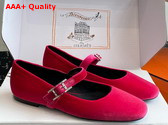 Hermes Jane Ballet Flat in Fuchsia Velvet Replica