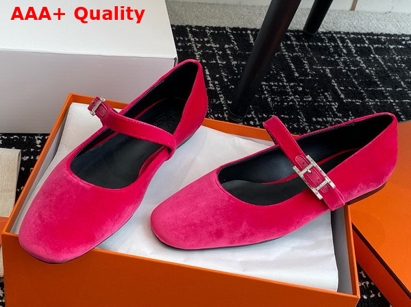 Hermes Jane Ballet Flat in Fuchsia Velvet Replica